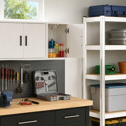 Garage Wall Cabinet White Storage Cupboard Tool Organiser Industrial Engineered