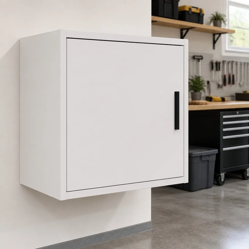 Wall Cabinet White Storage Cupboard Organiser Engineered Wood Size