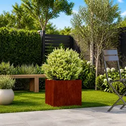 Reliable Weathering Steel Garden Planter 40x40x40cm Brown