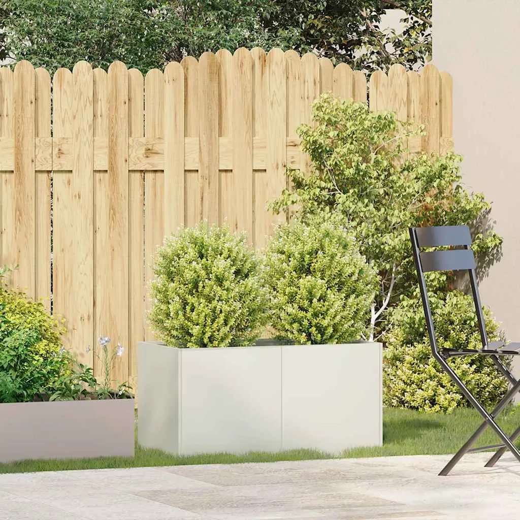 Raised Garden Planter Box Outdoor Flower Bed 80x40x40cm White Cold-rolled Steel