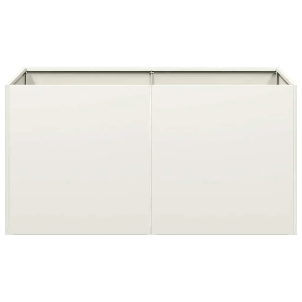 Raised Garden Planter Box Outdoor Flower Bed 80x40x40cm White Cold-rolled Steel