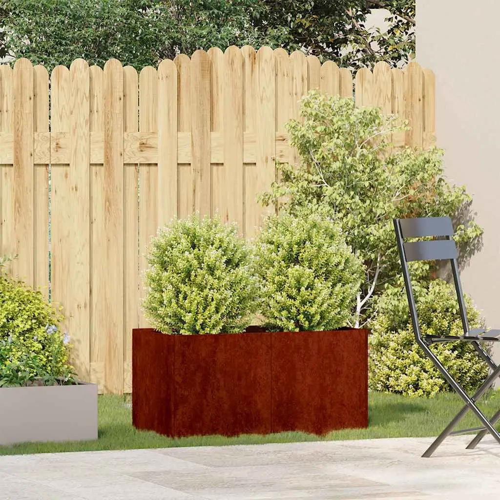 Raised Garden Planter Box Outdoor Flower Bed 80 x 40 x 40 cm Weathering Steel Brown