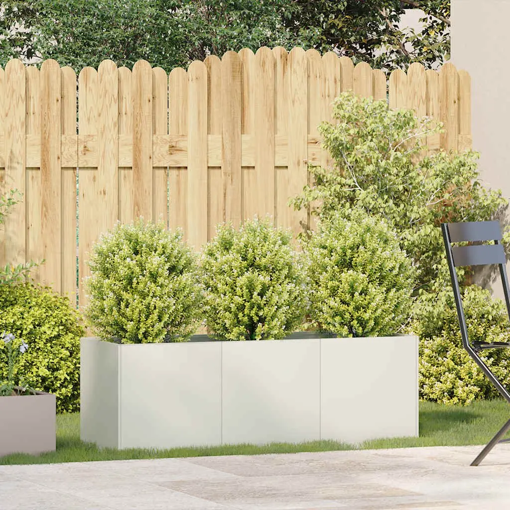 Planter Cold-rolled Steel Raised Bed Garden Outdoor 120x40x40 cm White
