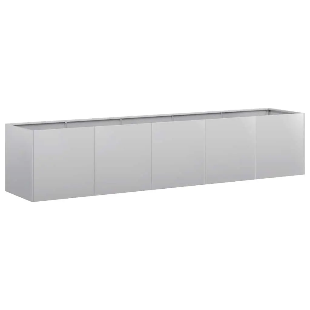 Raised Garden Bed Galvanised Steel Flower Box 200cm x 40cm x 40cm Silver Outdoor Planter