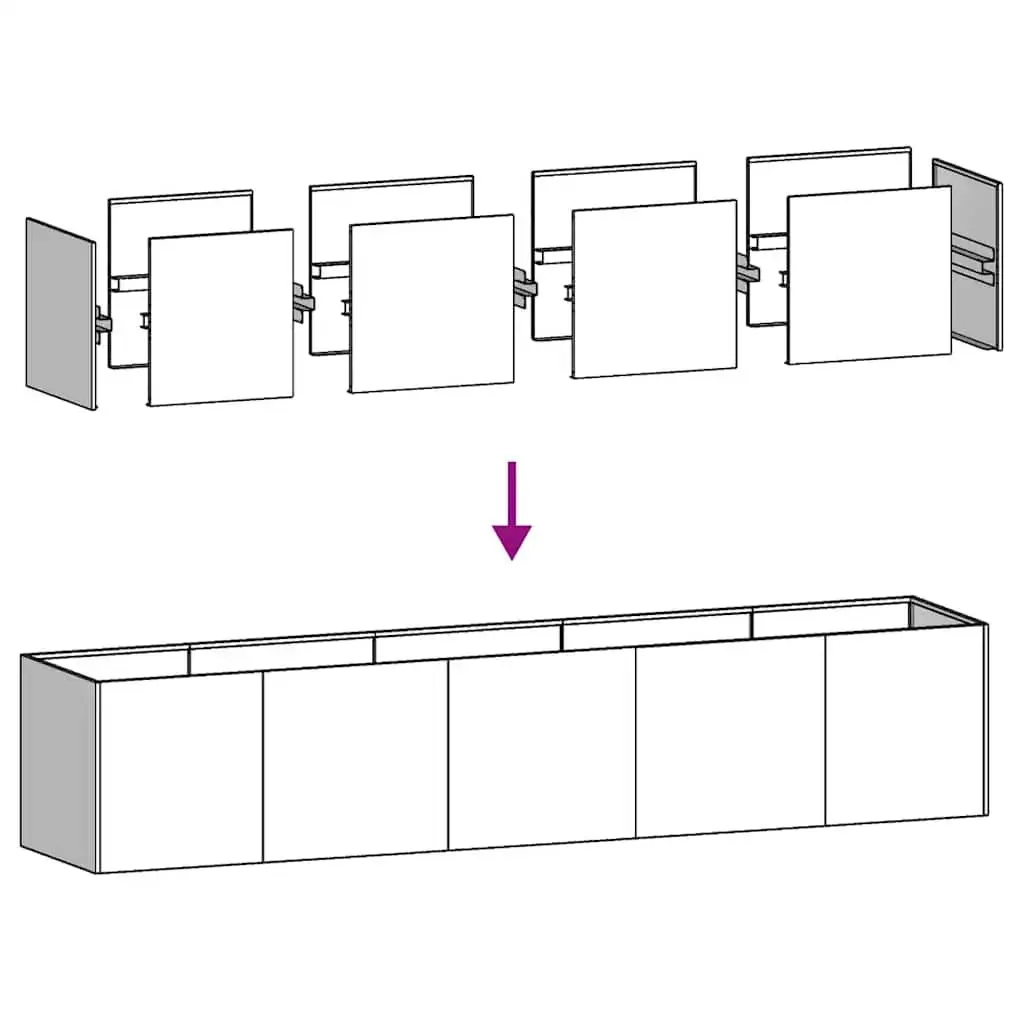 Raised Garden Bed Galvanised Steel Flower Box 200cm x 40cm x 40cm Silver Outdoor Planter