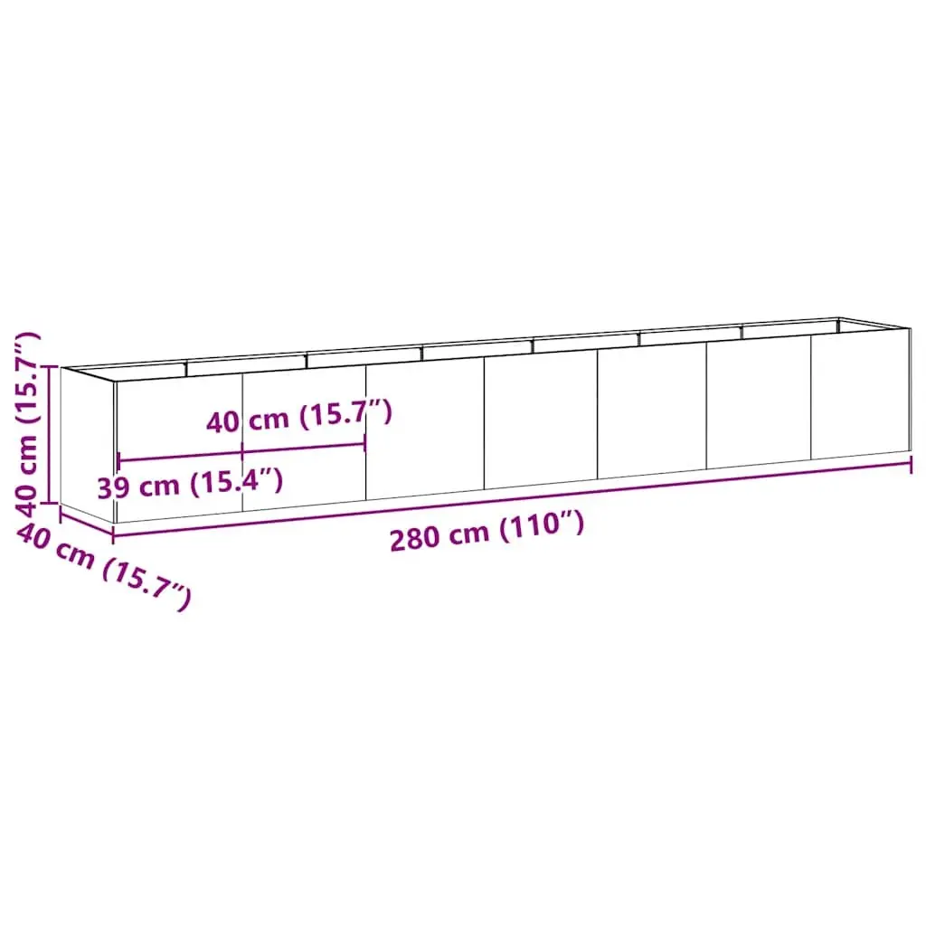Raised Garden Bed Planter White 280x40x40cm Cold-rolled Steel Outdoor