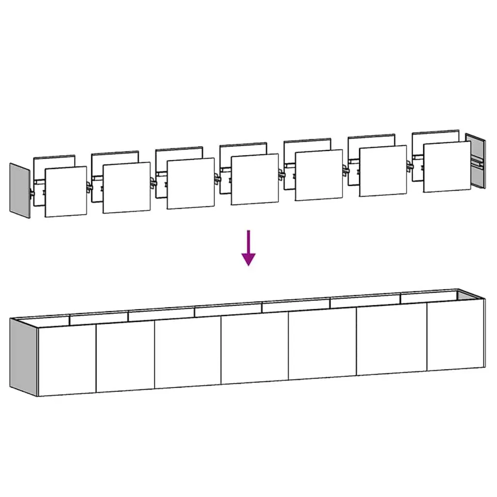 Galvanised Steel Planter Raised Garden Bed 280x40x40 cm Silver