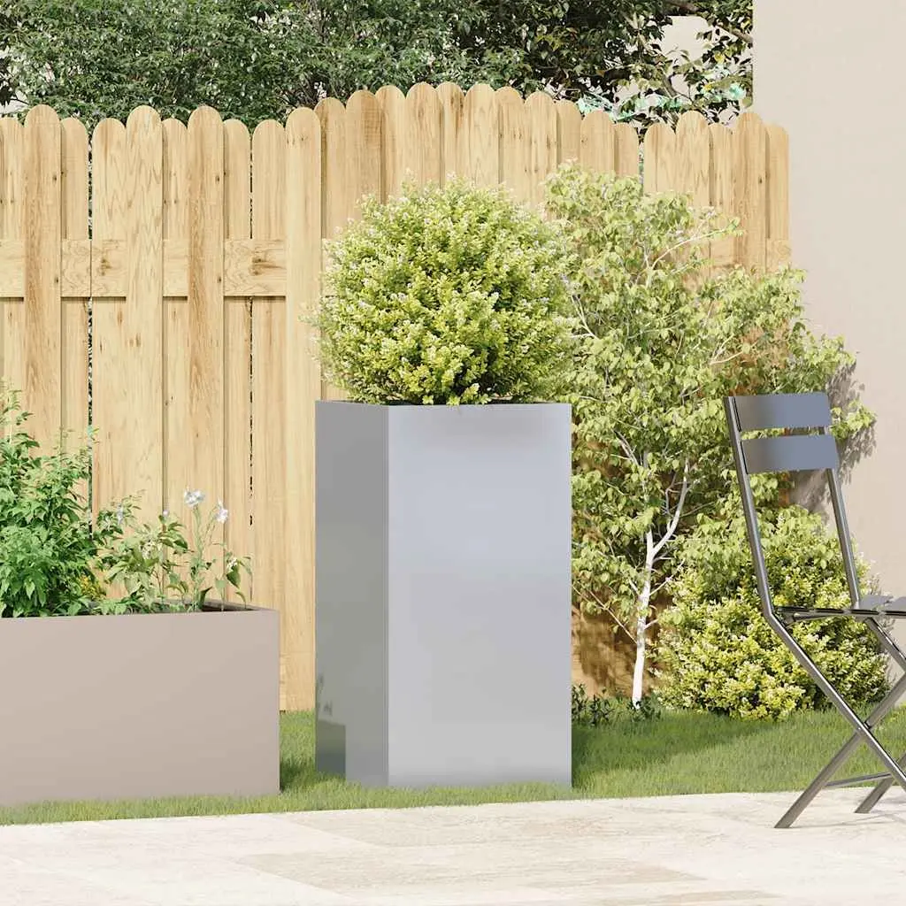 Galvanised Steel Planter Raised Garden Bed Box 40x40x80 cm Outdoor Silver