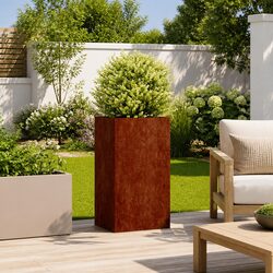 Weathering Steel Planter Box 40x40x80 cm Raised Garden Bed Outdoor Patio Flowers