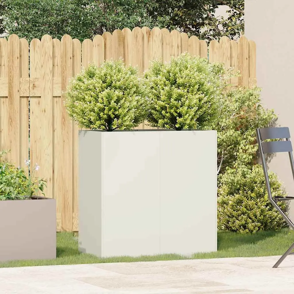 Raised Planter Box Garden 80x40x80 cm White Cold-rolled Steel Outdoor Flowers