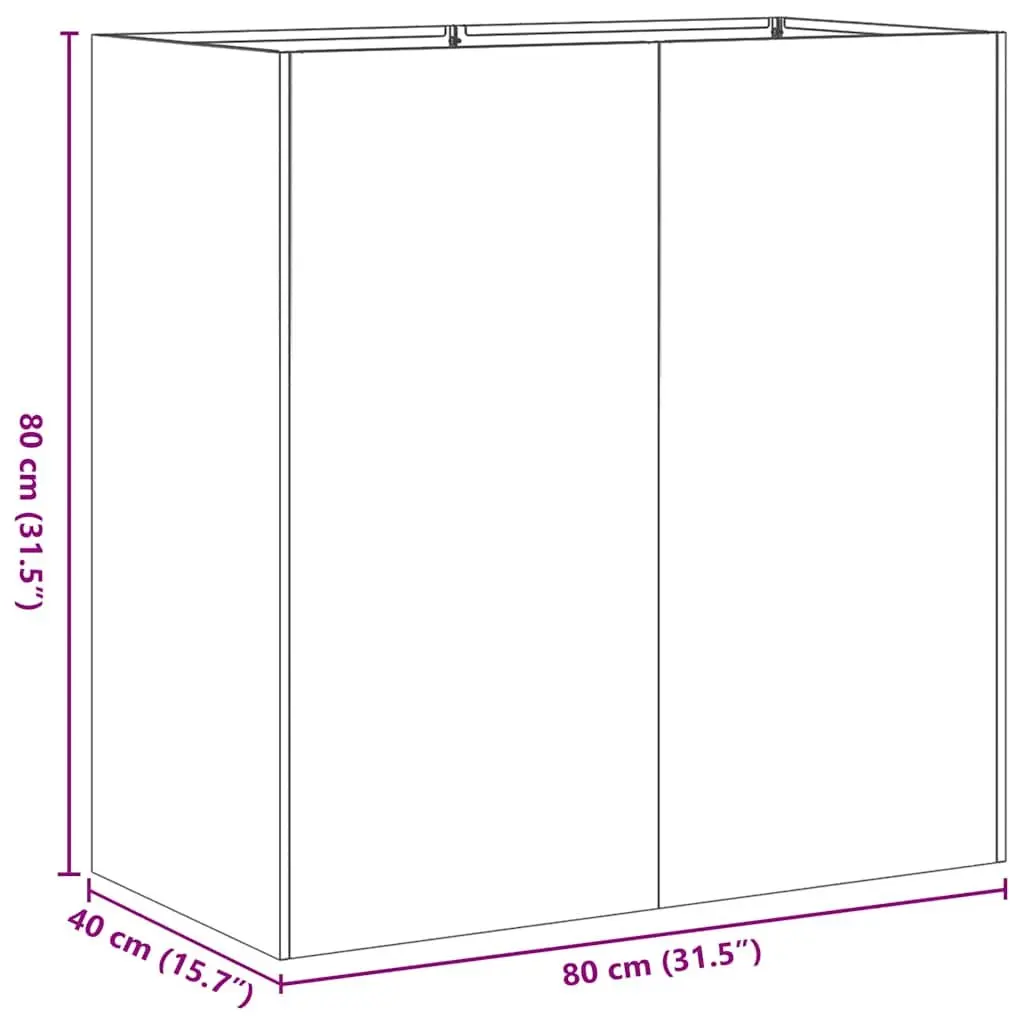 Raised Garden Bed Planter Anthracite Cold-Rolled Steel 80x40x80cm Outdoor