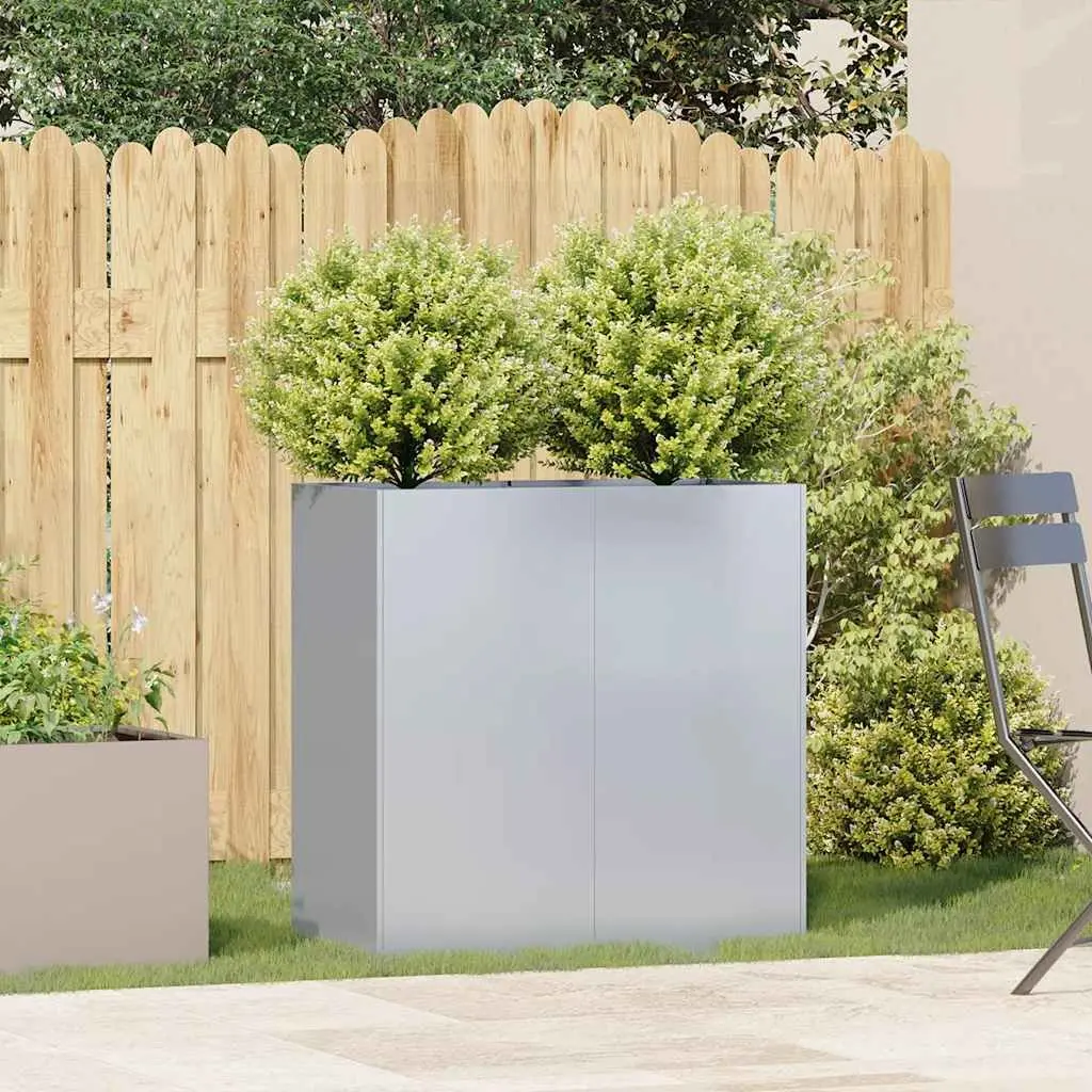 Raised Garden Planter Box Galvanised Steel 80x40x80cm Silver