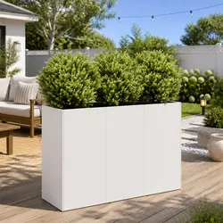 Reliable White Raised Planter Box 120x40x80 cm in Cold-Rolled Steel