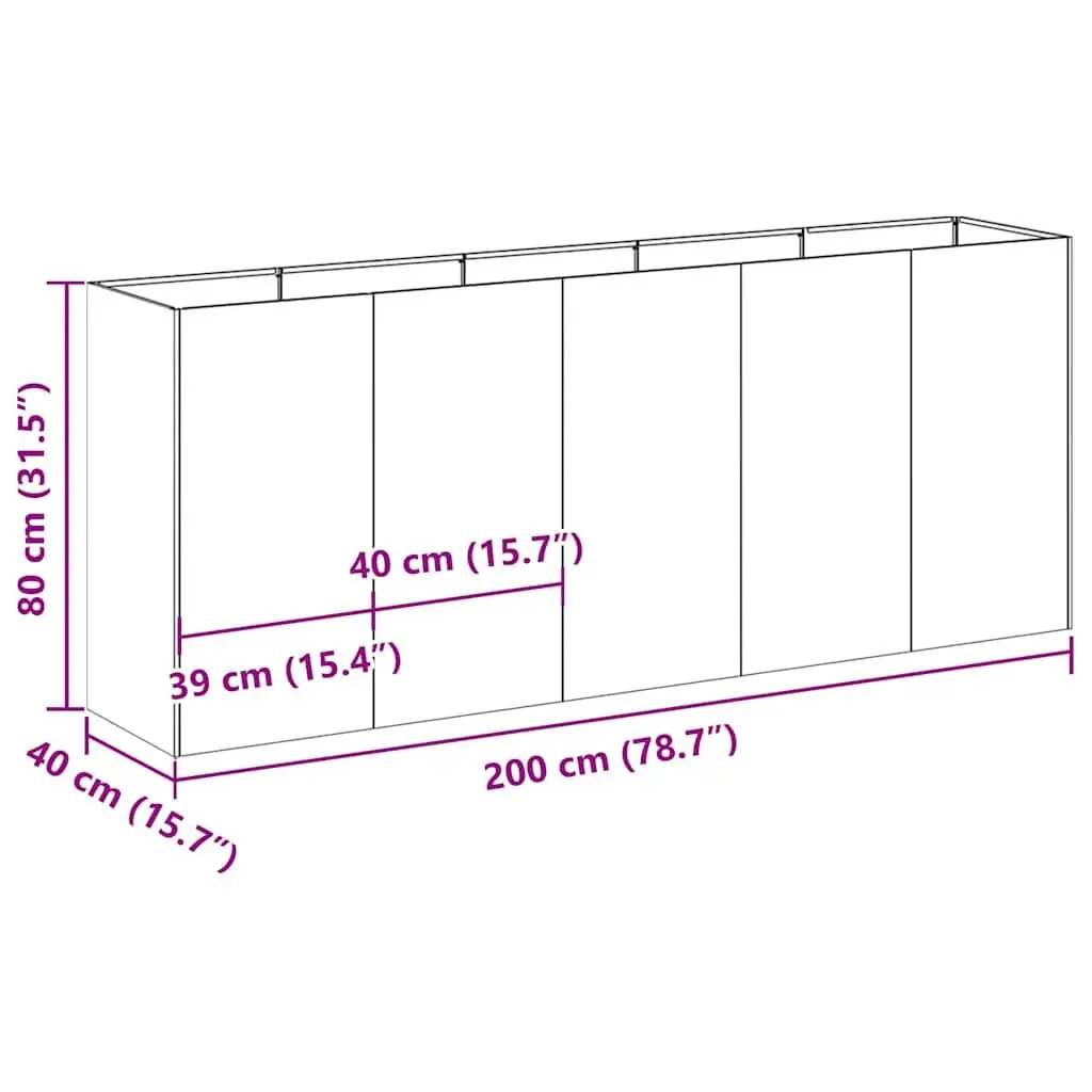 Raised Planter Box Garden Bed 200x40x80 cm Anthracite Cold-rolled Steel
