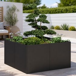 Reliable Black Steel Planter 80x80x40 cm for Gardening