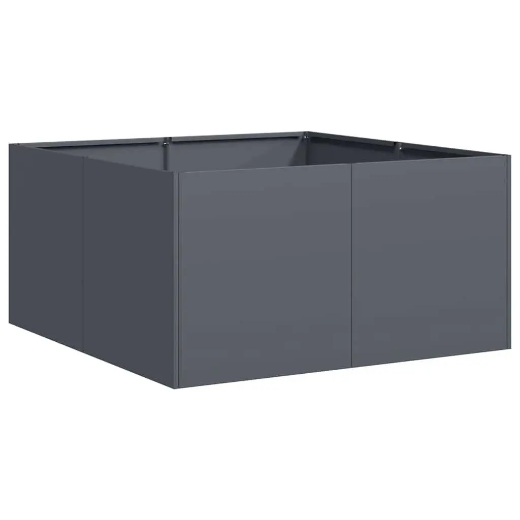 Raised Garden Planter Box Anthracite 80x80x40cm Cold-rolled Steel Outdoor Pot