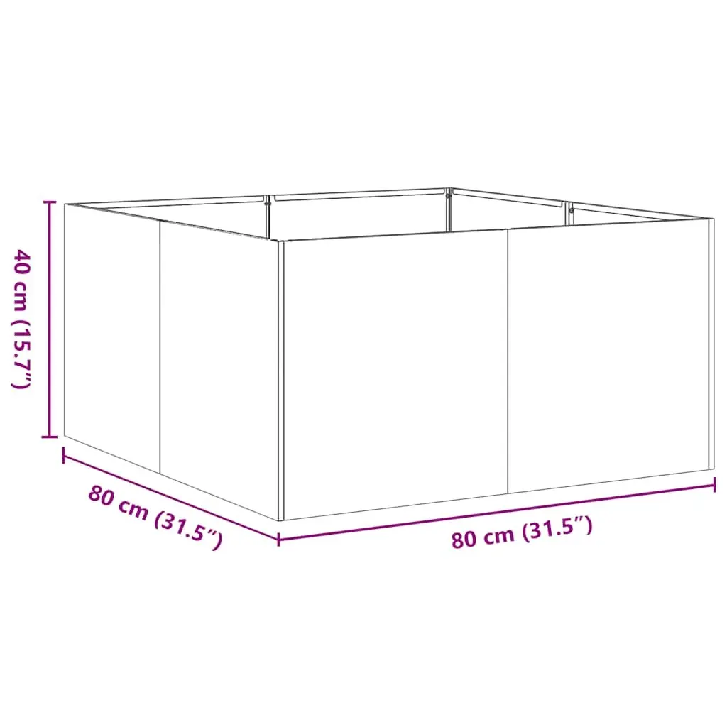 Raised Garden Planter Box Anthracite 80x80x40cm Cold-rolled Steel Outdoor Pot