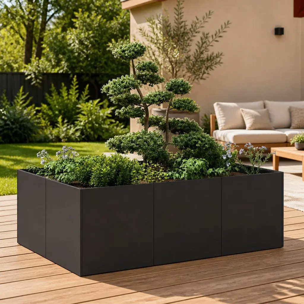 Raised Garden Bed Planter Box Steel Black 120cm x 80cm x 40cm Outdoor