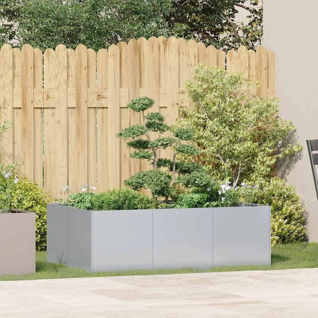 Galvanised Steel Planter Raised Garden Bed Outdoor Vegetables Herbs Flowers 120 x 80 x 40 cm Silver