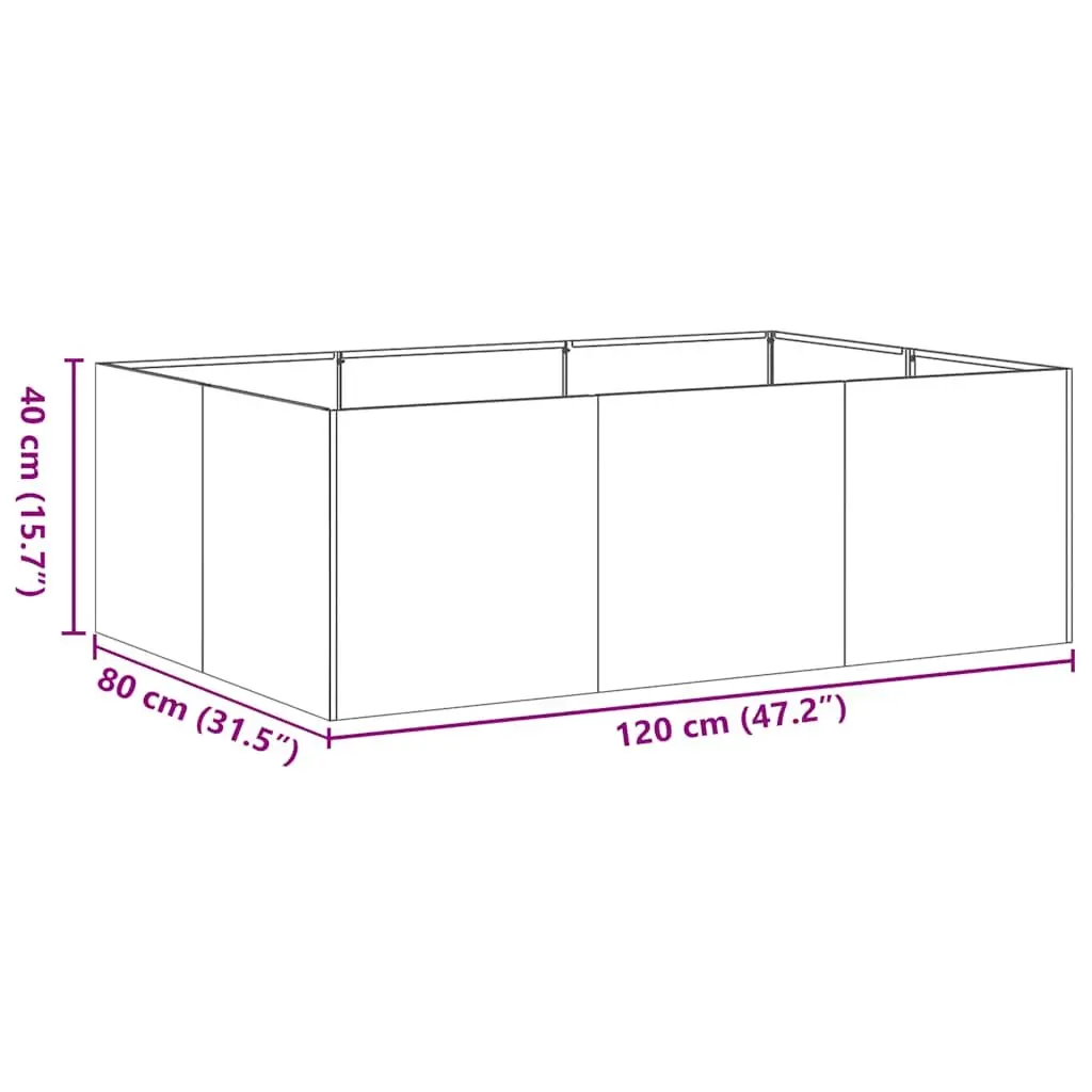 Galvanised Steel Planter Raised Garden Bed Outdoor Vegetables Herbs Flowers 120 x 80 x 40 cm Silver