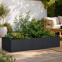 Practical and Durable Black Steel Planter for Outdoors
