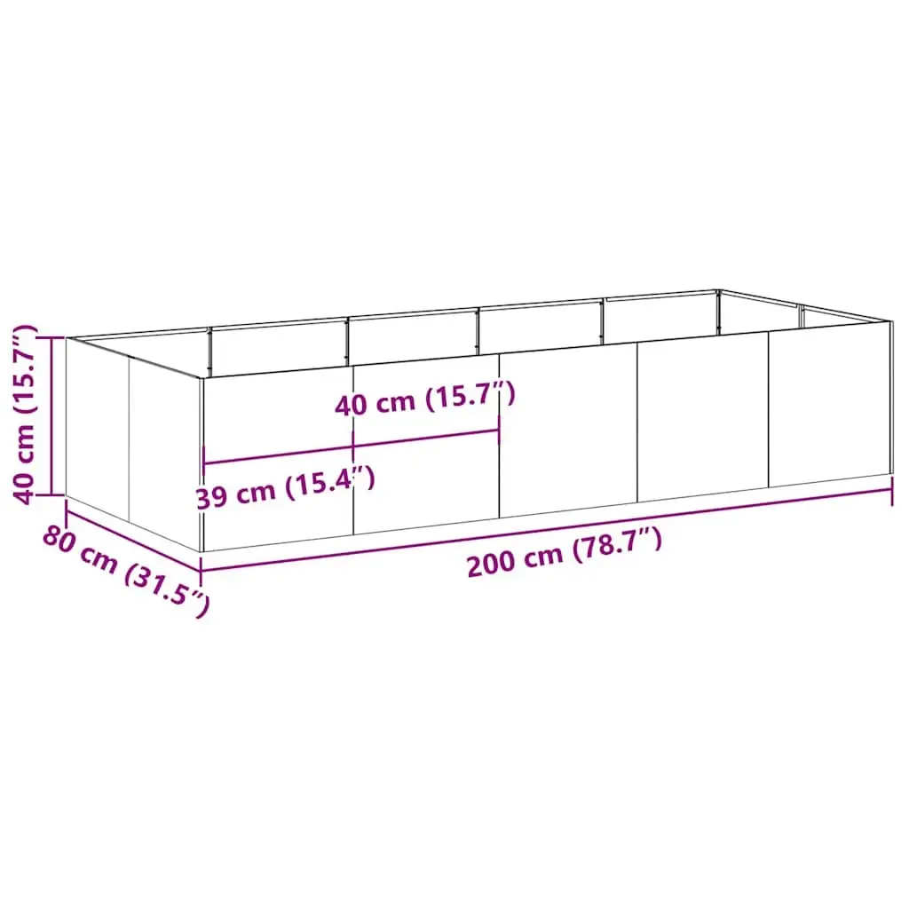 Raised Garden Planter Box 200x80x40cm Silver Outdoor Flower Bed Vegetables
