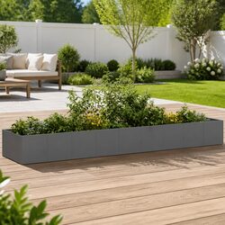 Durable and Practical Anthracite Steel Raised Planter Box 360x80x40cm