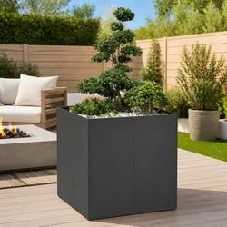 Steel Planter Box for Outdoor Plants, 80x80x80cm Black
