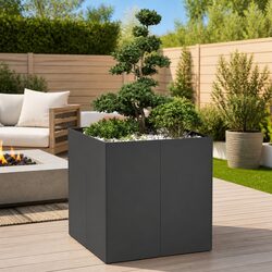 Steel Planter Box for Outdoor Plants, 80x80x80cm Black