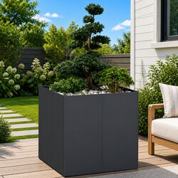 Reliable Anthracite Steel Planter Box 80x80x80 cm for Your Garden