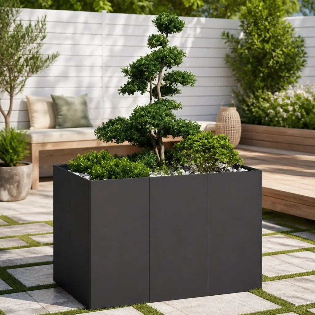 Steel Planter Box Raised Garden Bed 120x80x80cm Black Outdoor