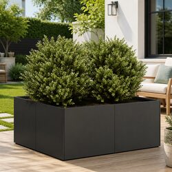 Reliable Black Steel Planter Box 80x80x30cm for Gardening