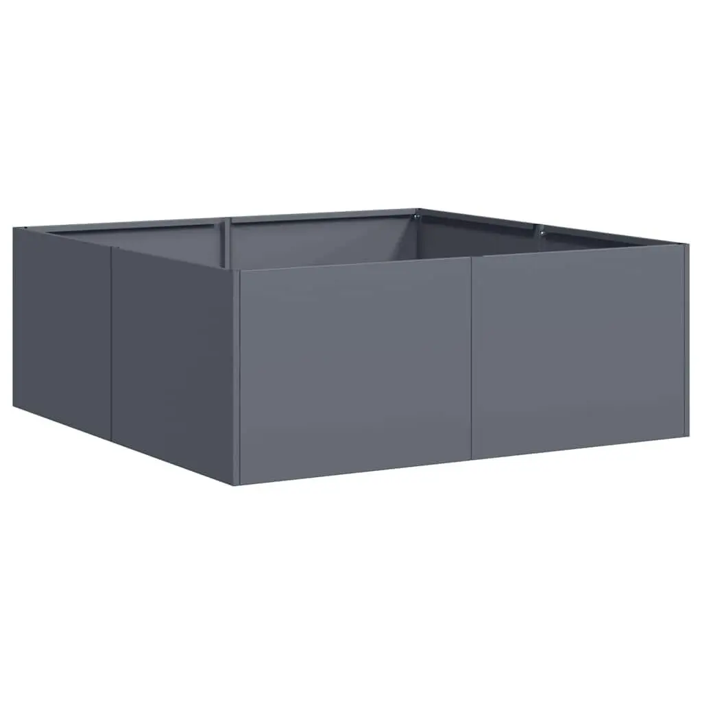 Raised Bed Planter Anthracite 80x80x30cm Steel Garden Outdoor for Flowers Vegetables