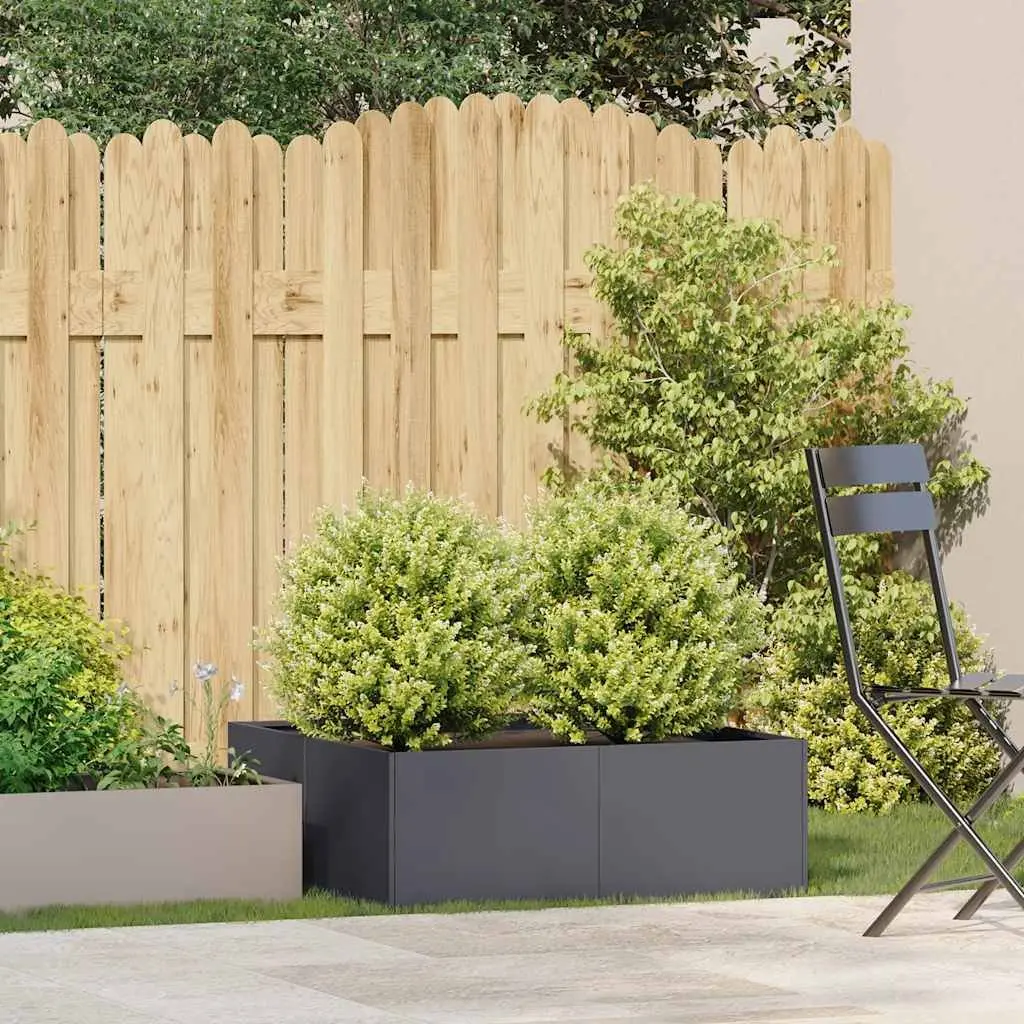 Raised Bed Planter Anthracite 80x80x30cm Steel Garden Outdoor for Flowers Vegetables