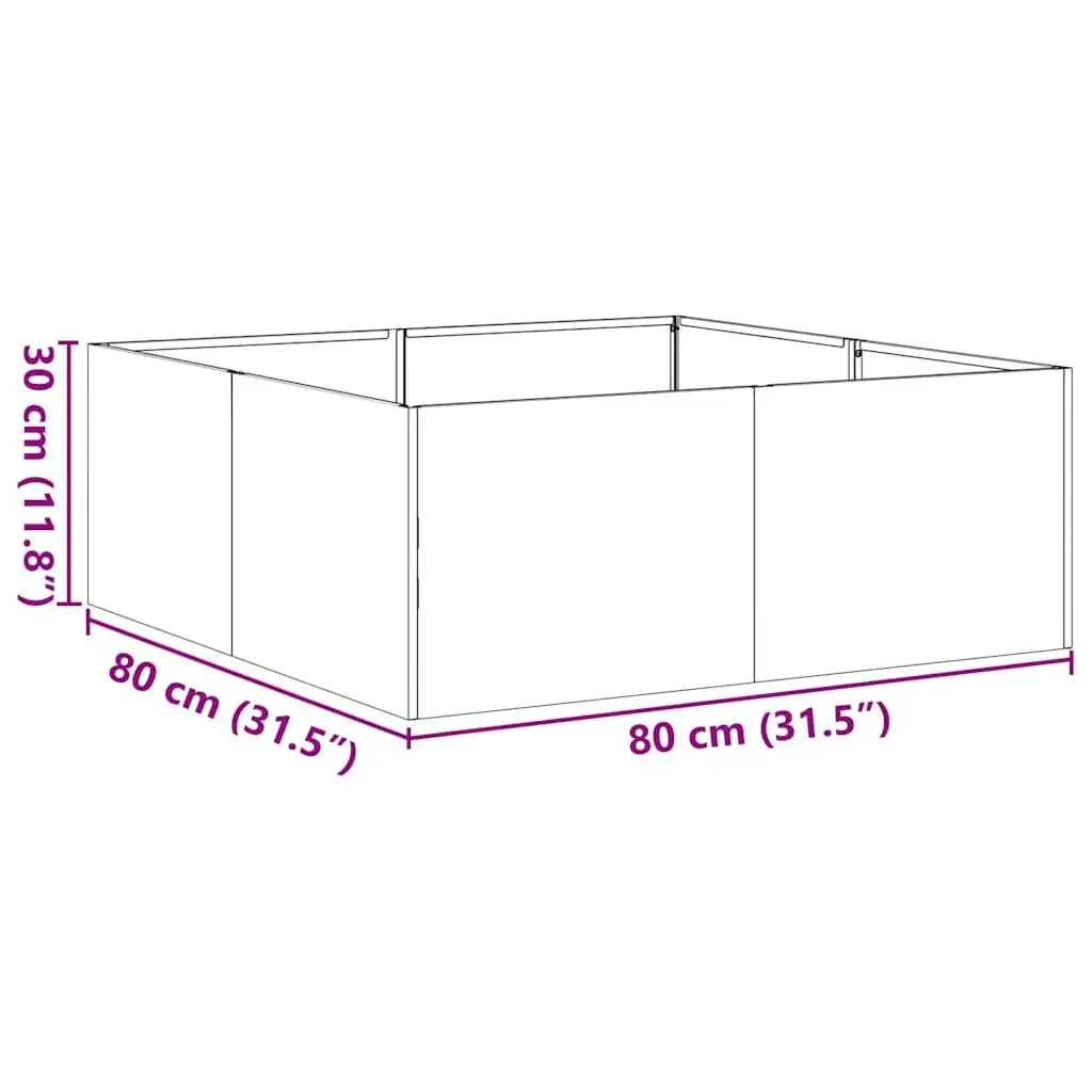Raised Bed Planter Anthracite 80x80x30cm Steel Garden Outdoor for Flowers Vegetables