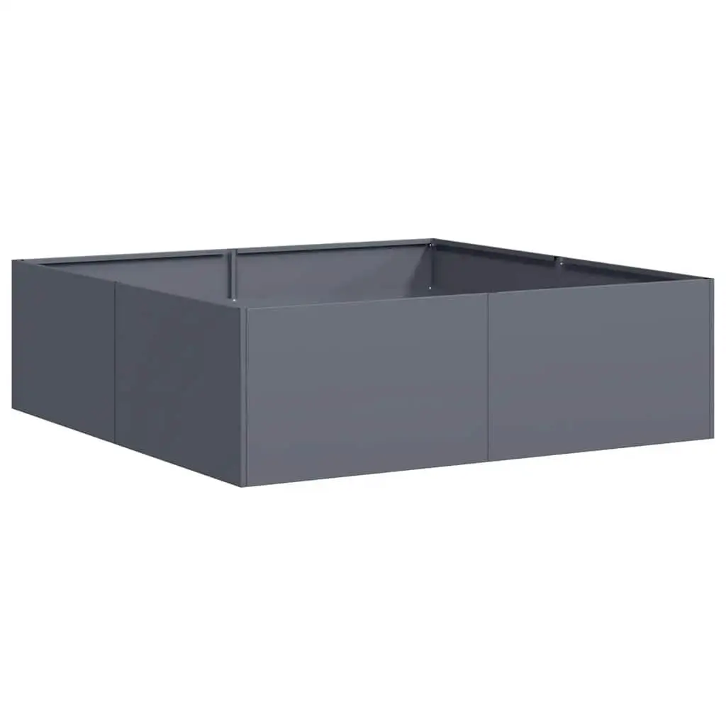 Raised Garden Bed Planter Anthracite 100x100x30 cm Steel Outdoor Container