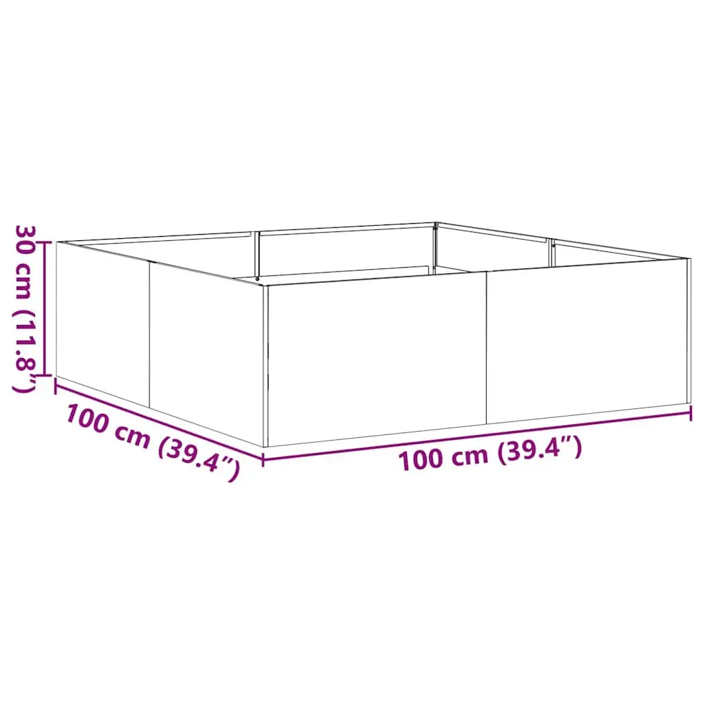 Raised Garden Bed Planter Anthracite 100x100x30 cm Steel Outdoor Container