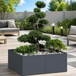 Reliable Steel Raised Garden Planter Box Anthracite 100x100x40 cm