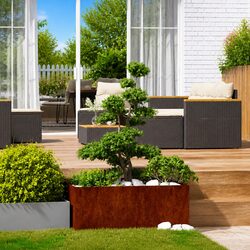 Reliable Weathering Steel Raised Planter Box 100x100x40cm