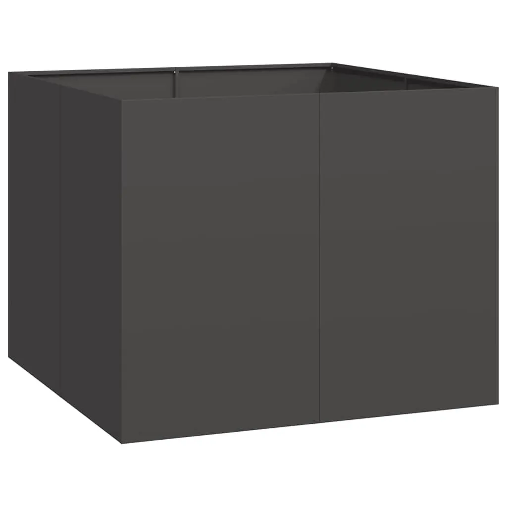 Raised Garden Bed Planter Box Steel 100x100x80cm Black for Outdoor Use