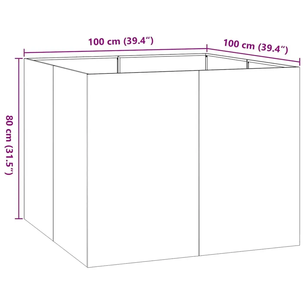Steel Raised Planter Box for Garden Outdoor Use 100cm x 100cm x 80cm Anthracite