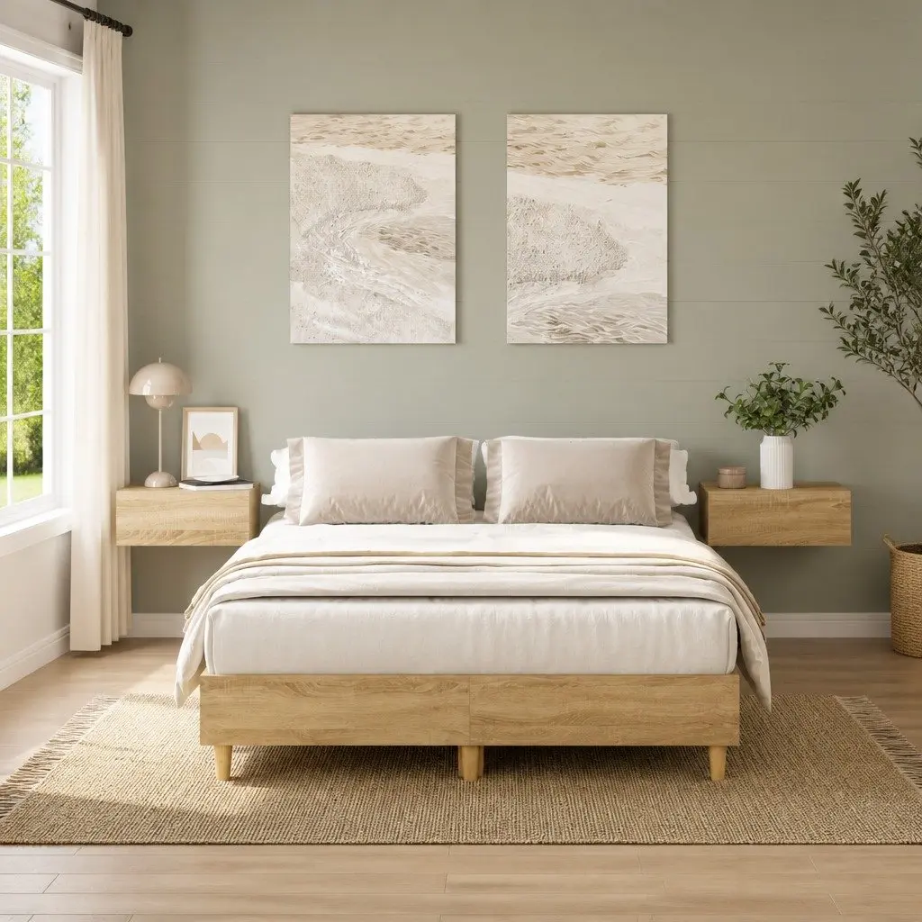Bed Frame Double Size 135x190 cm Bedroom Furniture Engineered Wood Brown