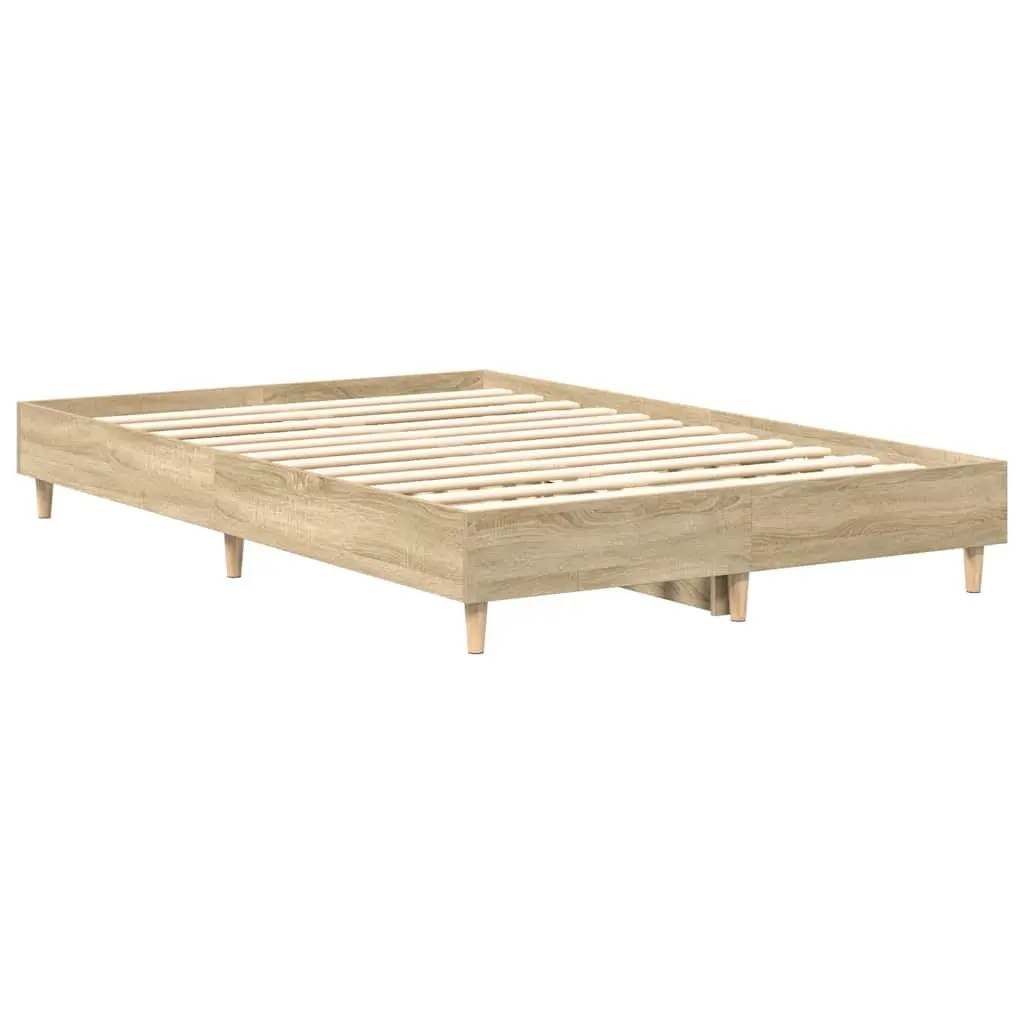 Bed Frame Double Size 135x190 cm Bedroom Furniture Engineered Wood Brown