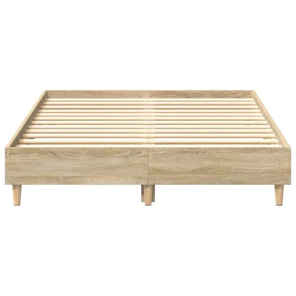Bed Frame Double Size 135x190 cm Bedroom Furniture Engineered Wood Brown