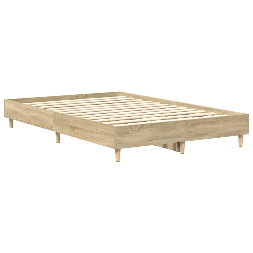 Bed Frame Double Size 135x190 cm Bedroom Furniture Engineered Wood Brown
