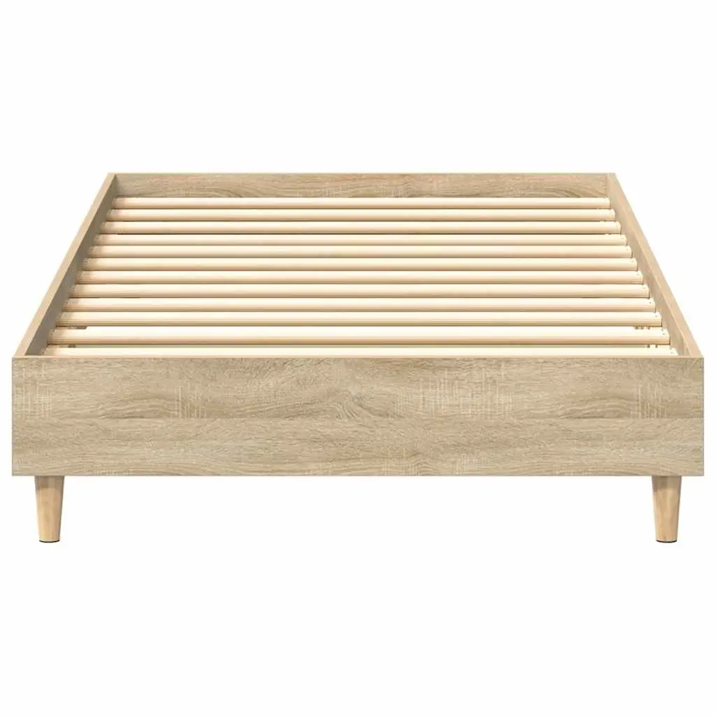 Bed Frame No Mattress 90x190 cm Sonoma Oak Engineered Wood Slatted Base