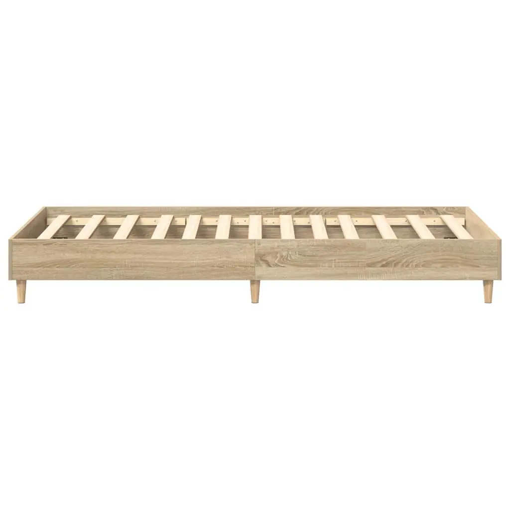 Bed Frame No Mattress 90x190 cm Sonoma Oak Engineered Wood Slatted Base
