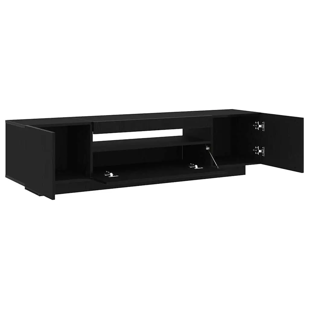 TV Cabinet Black Modern Living Room Storage Unit Engineered Wood 160x35x40cm
