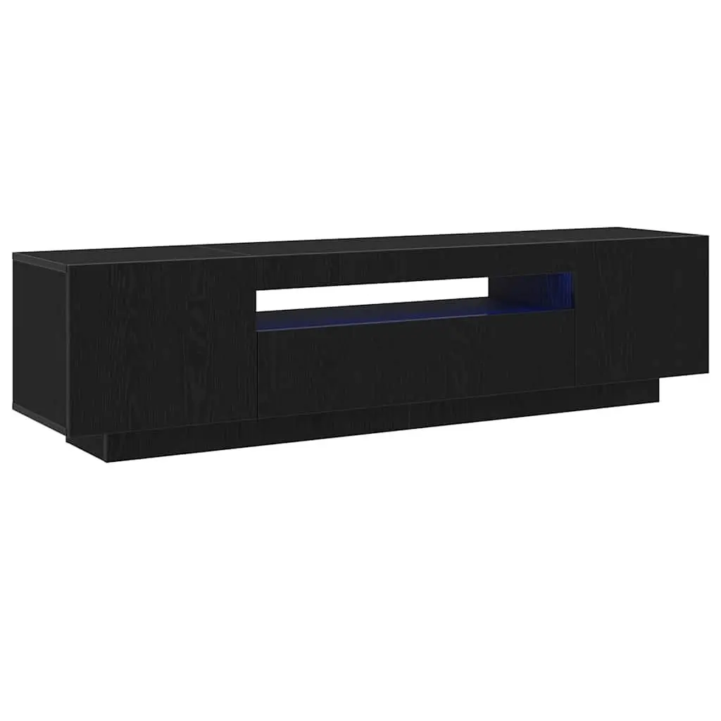 TV Cabinet Black Modern Living Room Storage Unit Engineered Wood 160x35x40cm
