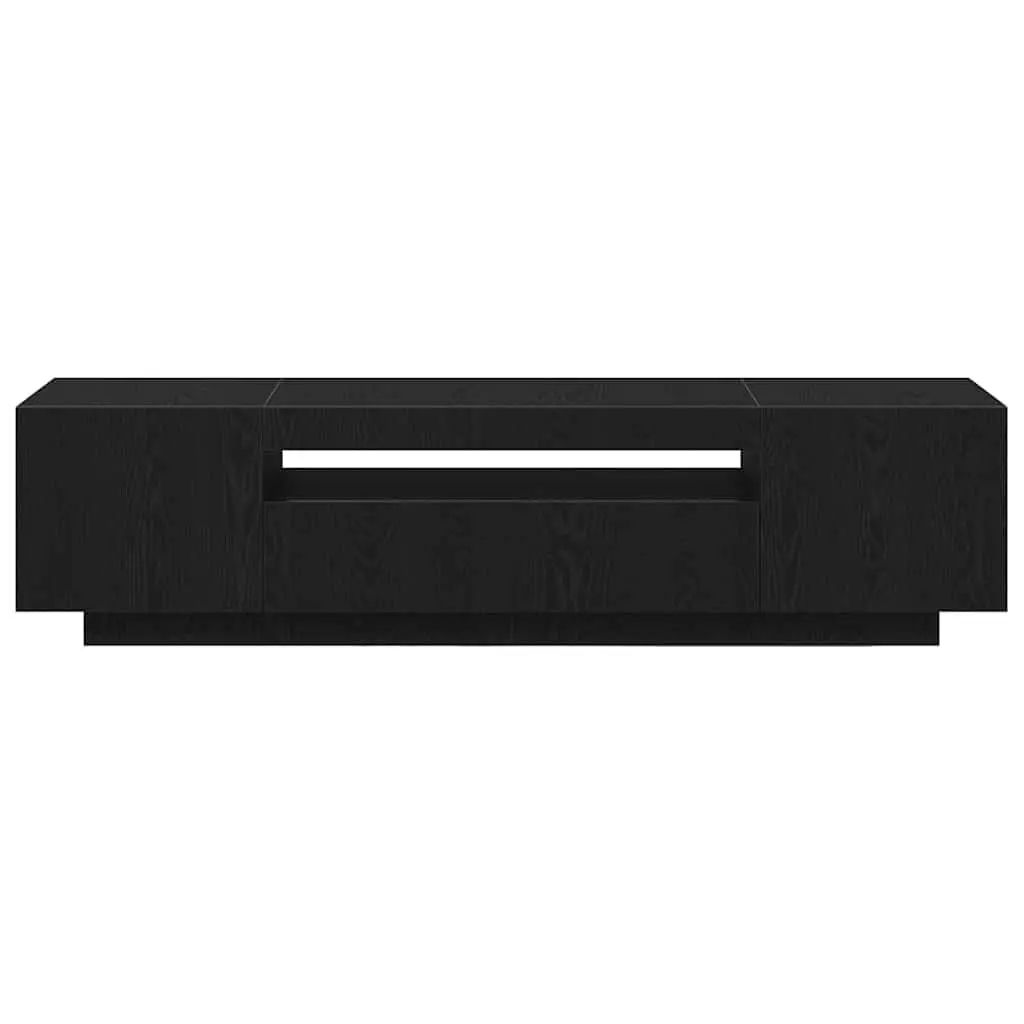 TV Cabinet Black Modern Living Room Storage Unit Engineered Wood 160x35x40cm